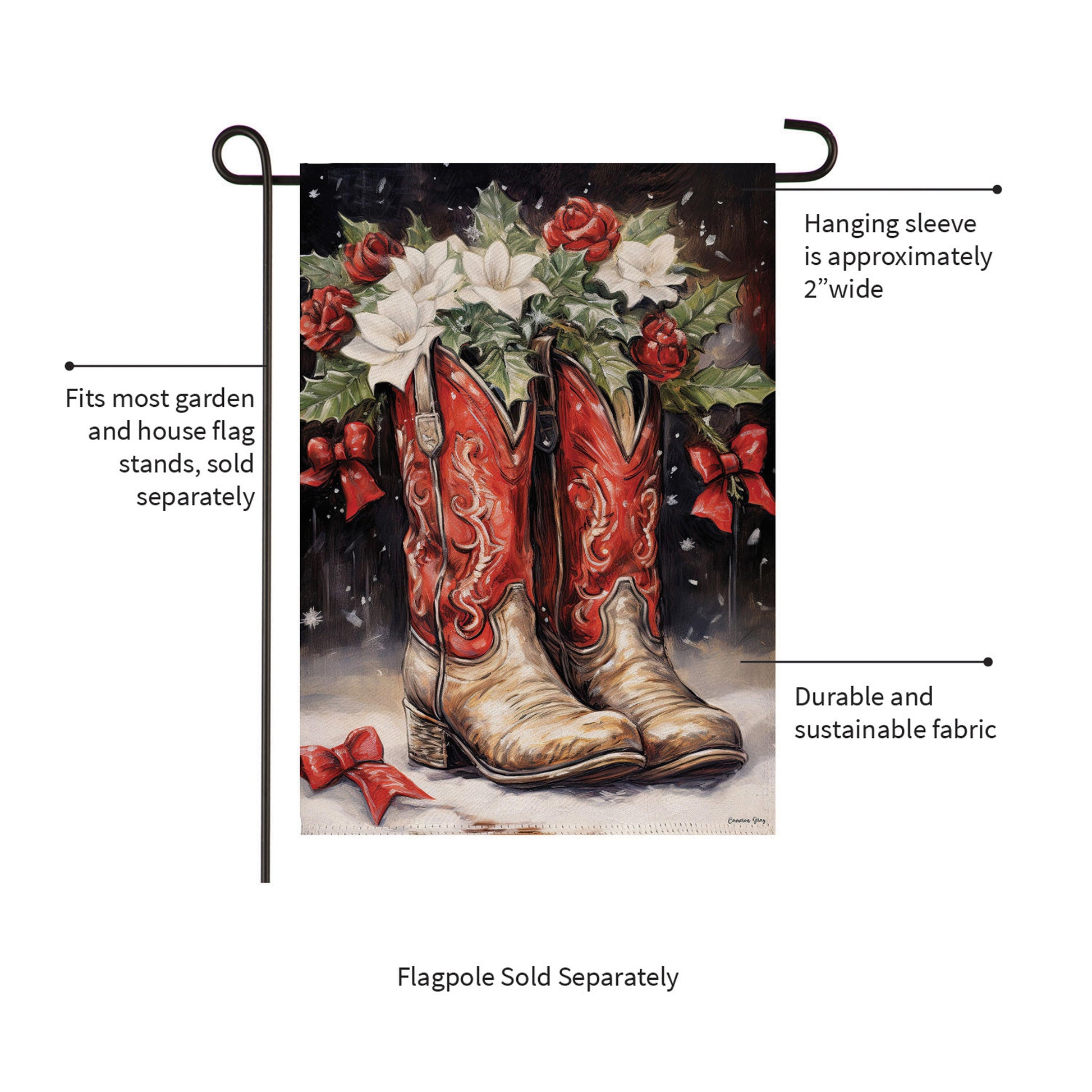 Red Christmas Cowboy Boots Suede Garden Flag - Tampa Home & Garden Store