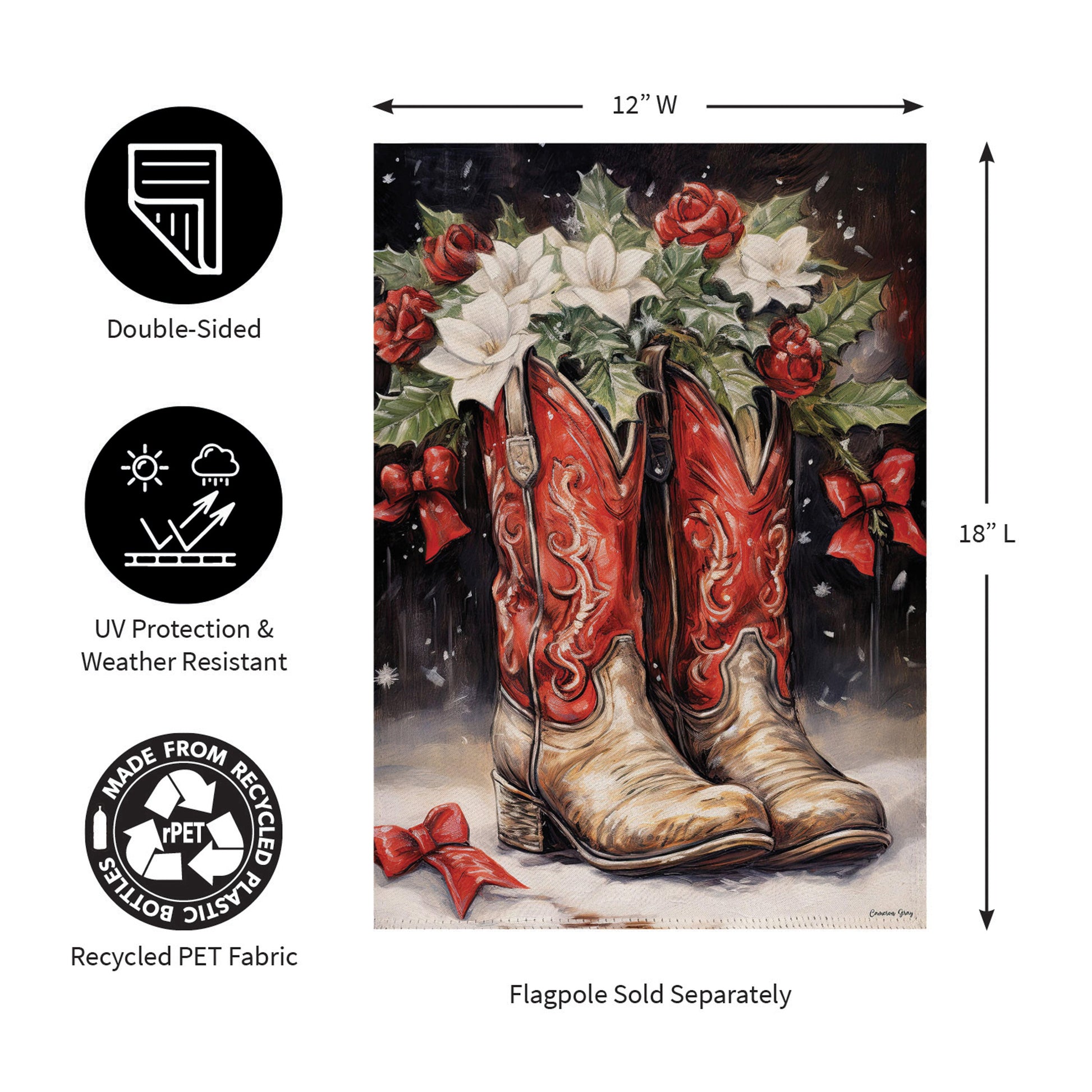 Red Christmas Cowboy Boots Suede Garden Flag - Tampa Home & Garden Store