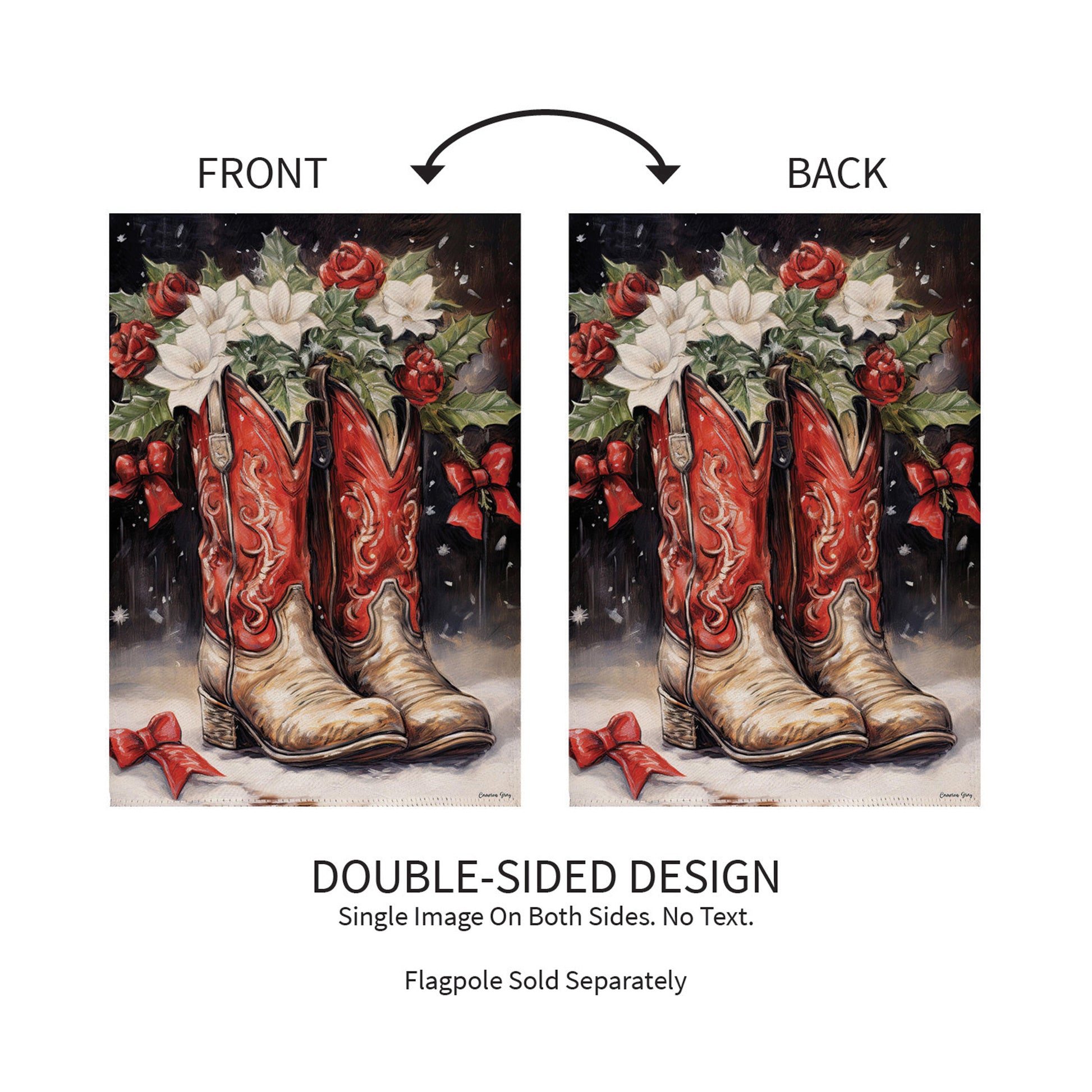 Red Christmas Cowboy Boots Suede Garden Flag - Tampa Home & Garden Store