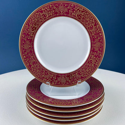 Red & Gold Salad or Dessert  Plates with Matching Berry Bowls. Floral Motif. Harmony House. Set of 6.  Dining Rm Decor. Holiday Table Decor. - Tampa Home & Garden Store