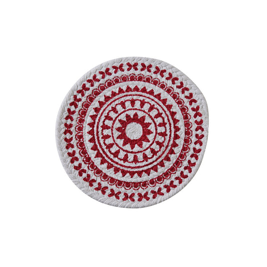 Red Medallion Round Printed Trivet - Tampa Home & Garden Store