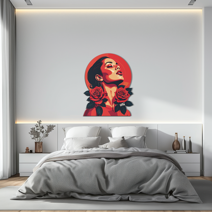 Red Rose Woman Metal Wall Art – Bold Feminine UV Printed Decor-KAFUVM017 - Tampa Home & Garden Store