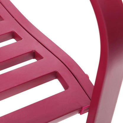 Red Steel Frame Outdoor Patio Garden Bench with Bird Branch Pattern Backrest - Tampa Home & Garden Store