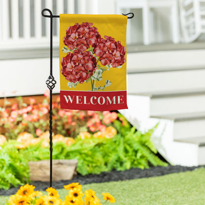 Red Vibrant Geraniums Suede Garden Flag - Tampa Home & Garden Store