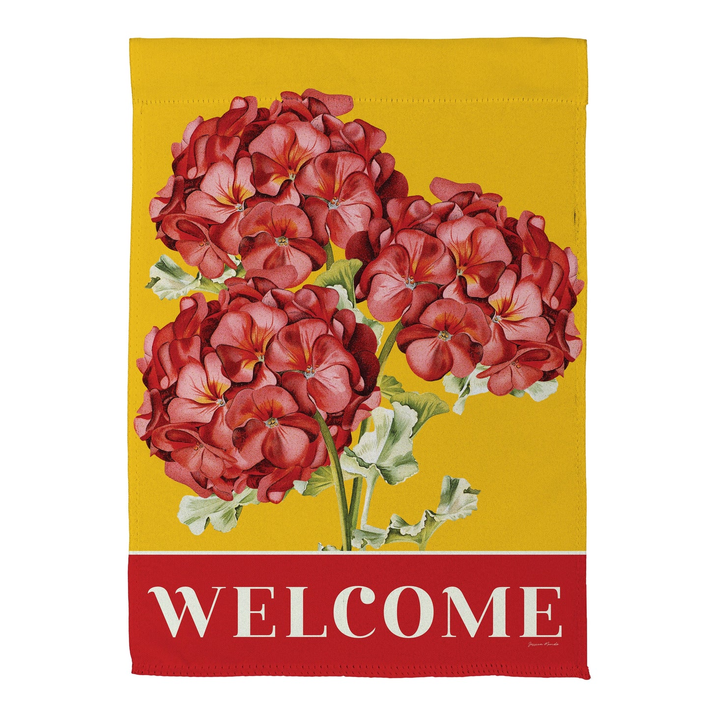 Red Vibrant Geraniums Suede Garden Flag - Tampa Home & Garden Store