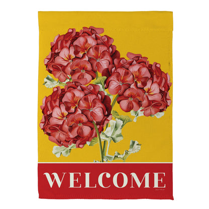 Red Vibrant Geraniums Suede Garden Flag - Tampa Home & Garden Store