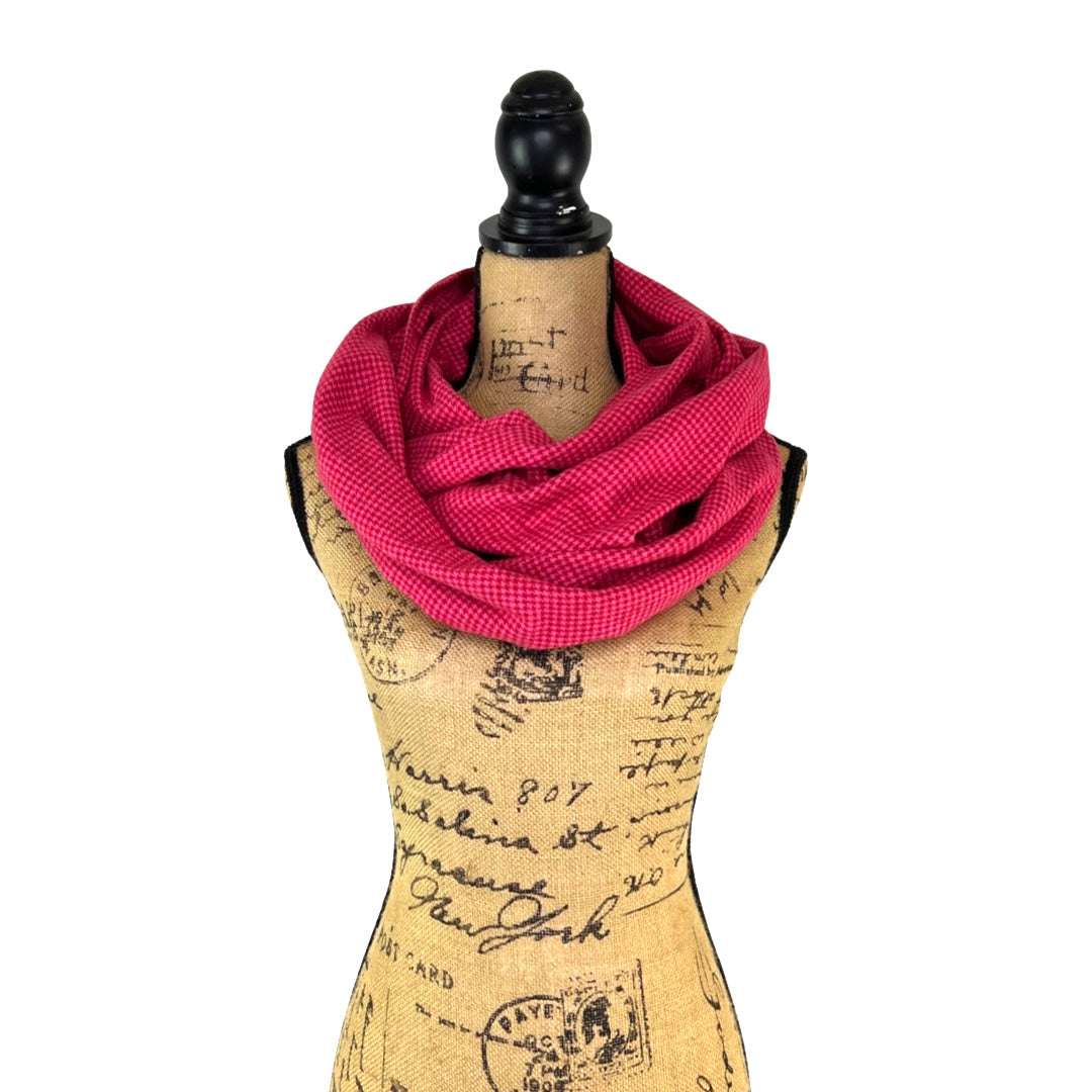 Red and Bright Pink Houndstooth Plaid Flannel Infinity or Blanket Scarf - Tampa Home & Garden Store