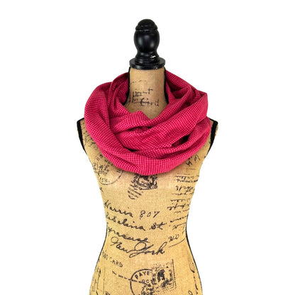 Red and Bright Pink Houndstooth Plaid Flannel Infinity or Blanket Scarf - Tampa Home & Garden Store