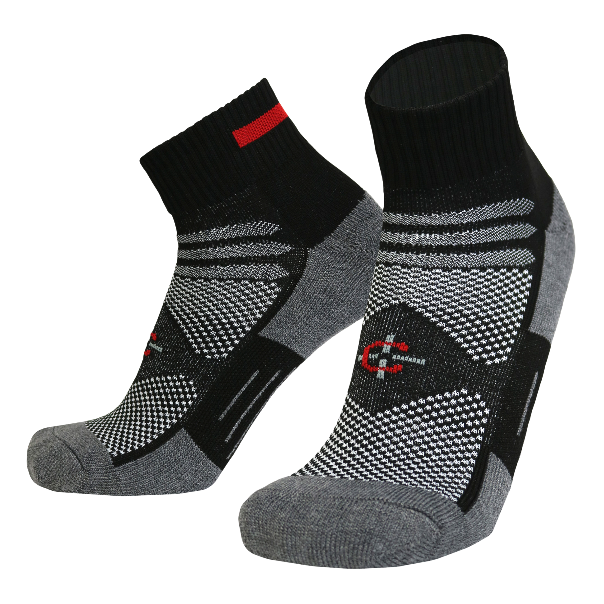 Red Line Quarter Sock athletic first responder sock by Covert Threads black with red stripe on Tampa Home & Garden Store