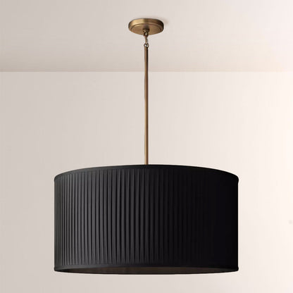 19 Silk Drum Pendant Light 3-Light E26 Brass Bronze Fixture