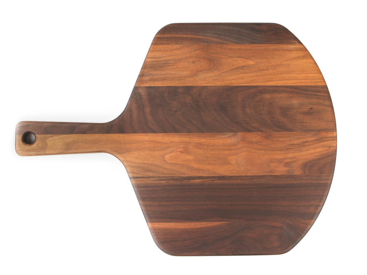 Walnut Pizza Peel 22x16, striped walnut board with long handle, Refine Kitchenware USA-made on Tampa Home & Garden Store