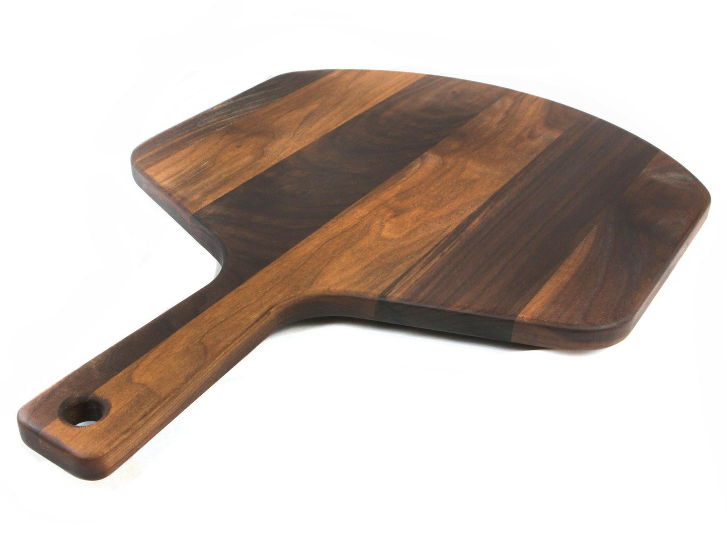Walnut pizza peel 22x16, paddle-style wood pizza board with hanging hole on Tampa Home & Garden Store