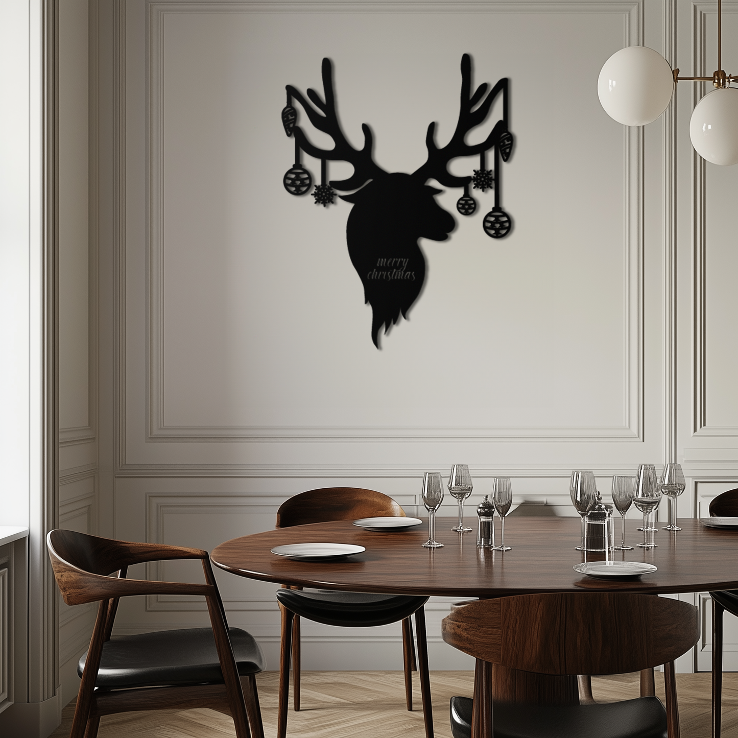 Reindeer Christmas Metal Wall Art - Festive Deer Decor with Ornaments- KAF295 - Tampa Home & Garden Store
