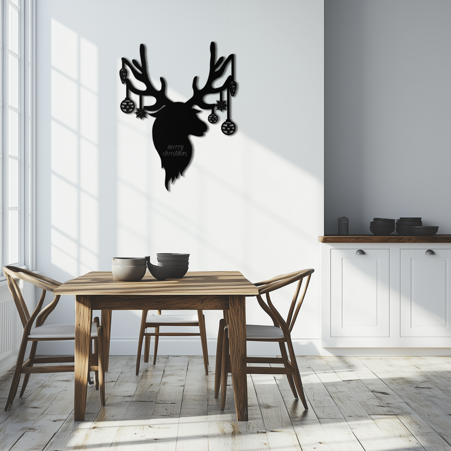 Reindeer Christmas Metal Wall Art - Festive Deer Decor with Ornaments- KAF295 - Tampa Home & Garden Store