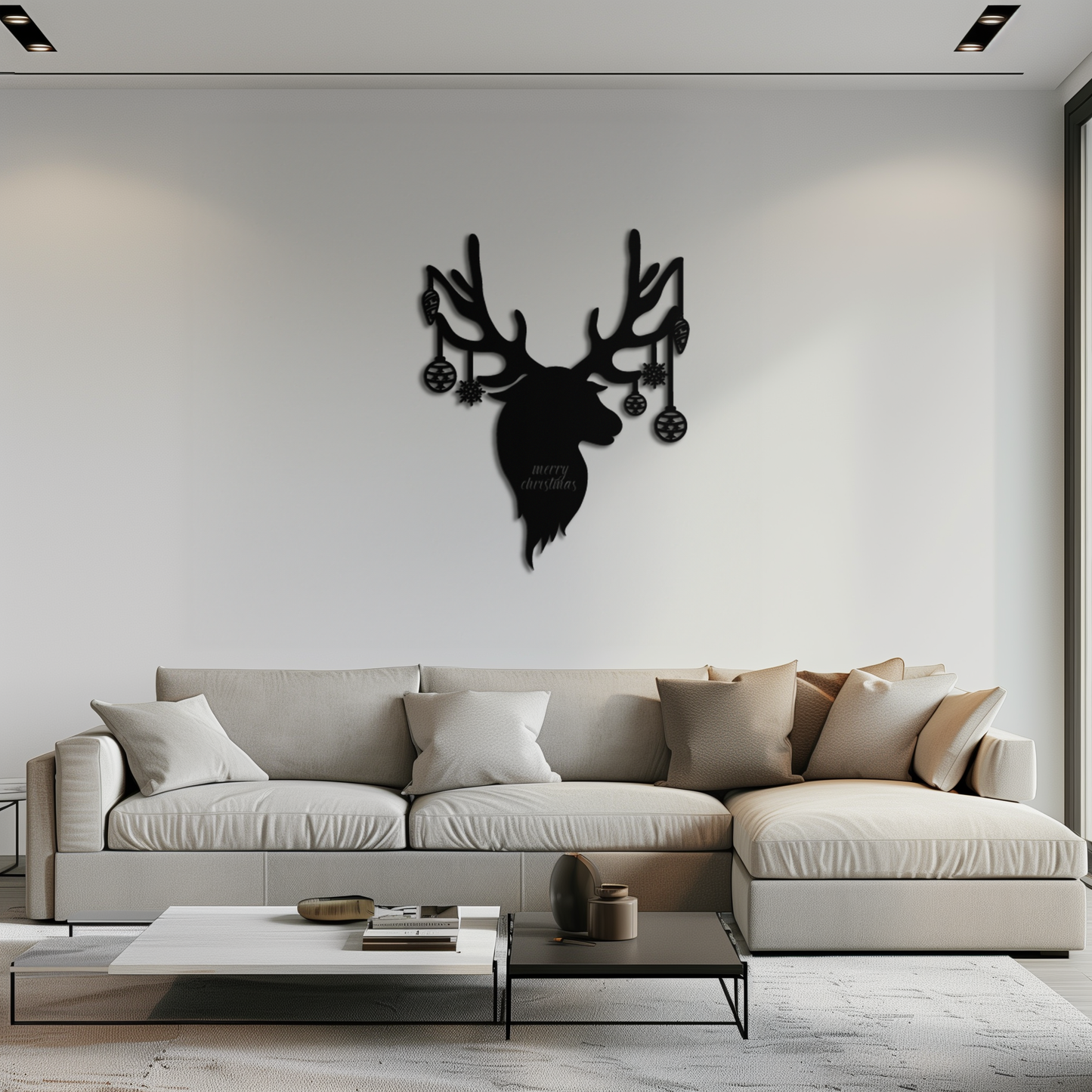 Reindeer Christmas Metal Wall Art - Festive Deer Decor with Ornaments- KAF295 - Tampa Home & Garden Store
