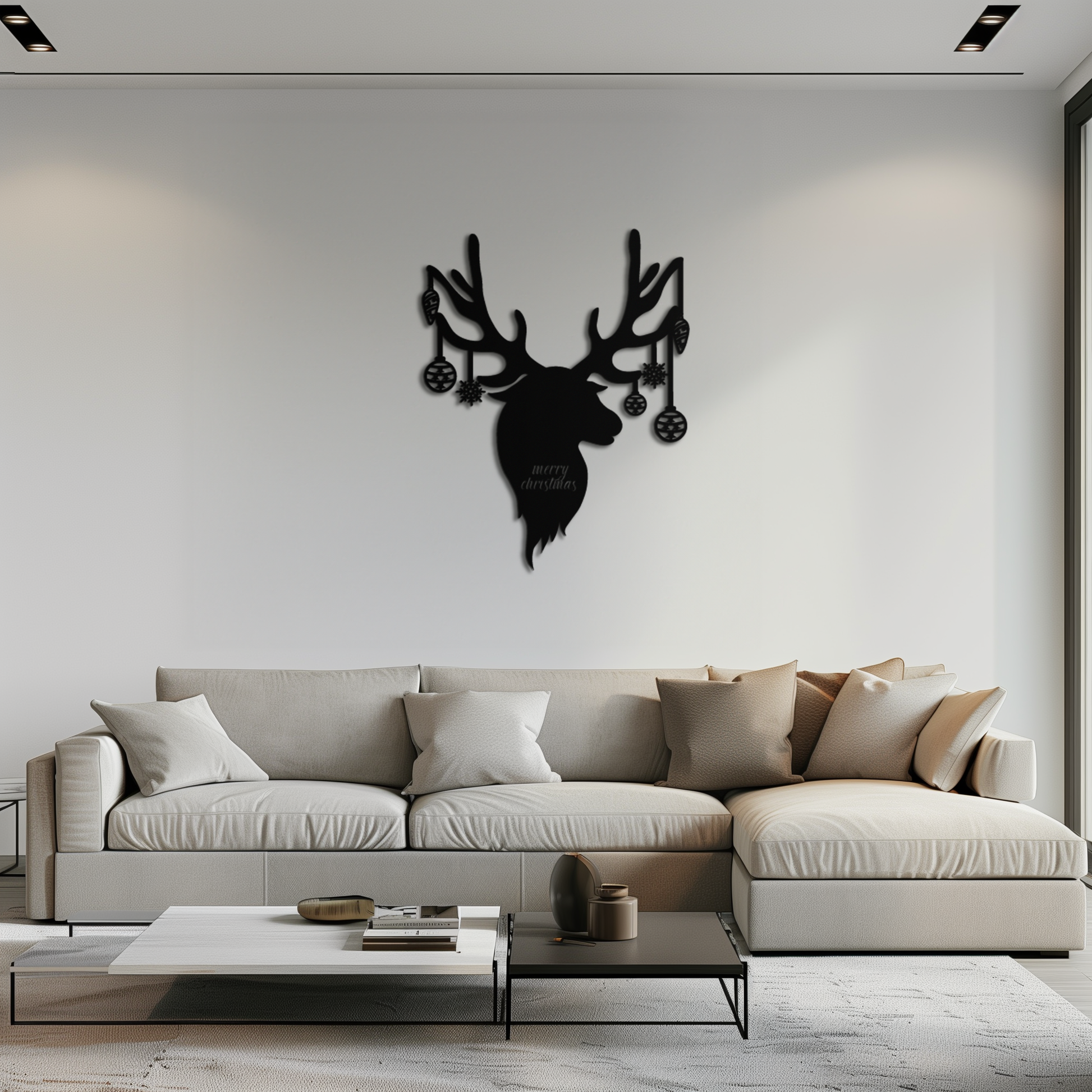 Reindeer Christmas Metal Wall Art - Festive Deer Decor with Ornaments- KAF295 - Tampa Home & Garden Store