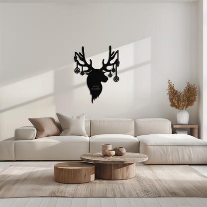 Reindeer Christmas Metal Wall Art - Festive Deer Decor with Ornaments- KAF295 - Tampa Home & Garden Store