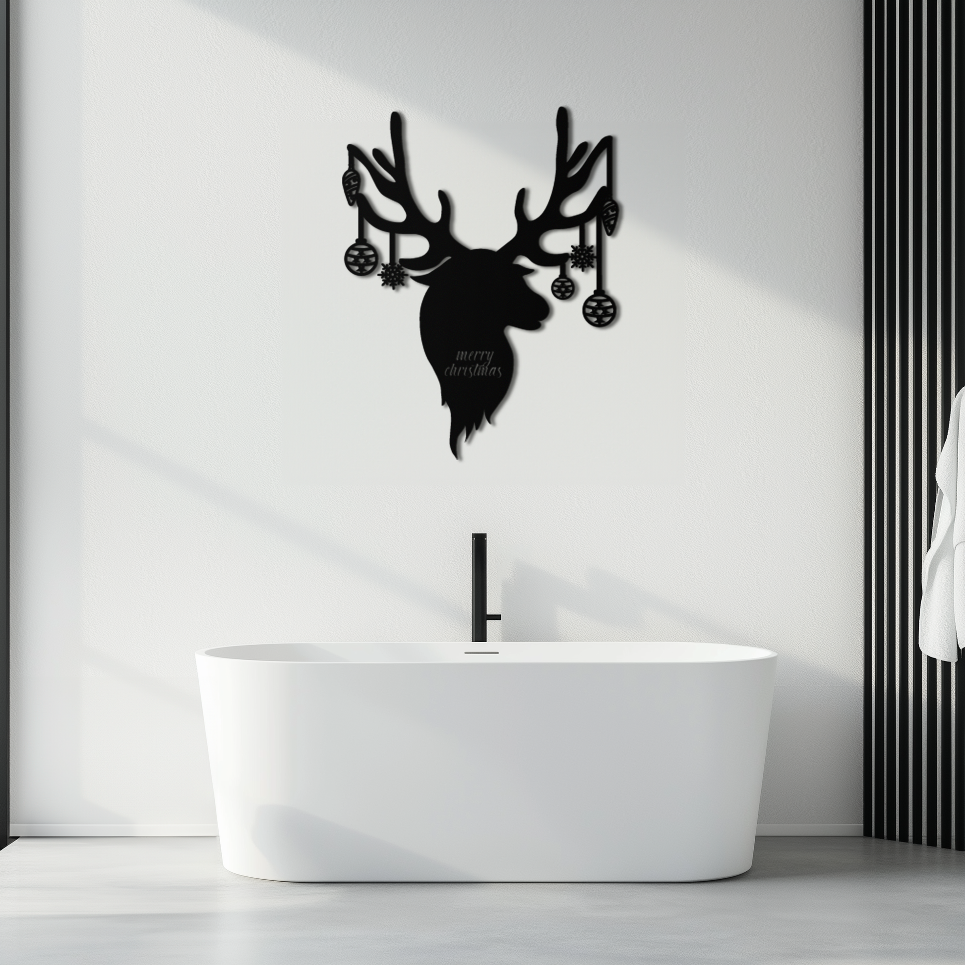Reindeer Christmas Metal Wall Art - Festive Deer Decor with Ornaments- KAF295 - Tampa Home & Garden Store