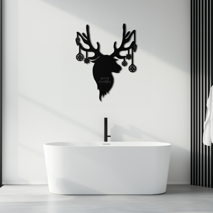 Reindeer Christmas Metal Wall Art - Festive Deer Decor with Ornaments- KAF295 - Tampa Home & Garden Store