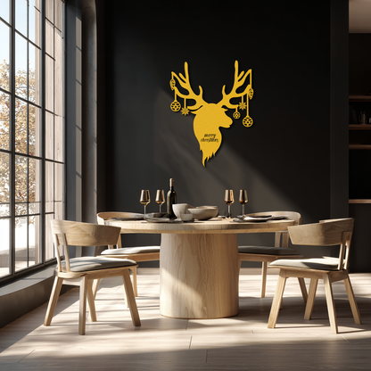 Reindeer Christmas Metal Wall Art - Festive Deer Decor with Ornaments- KAF295 - Tampa Home & Garden Store