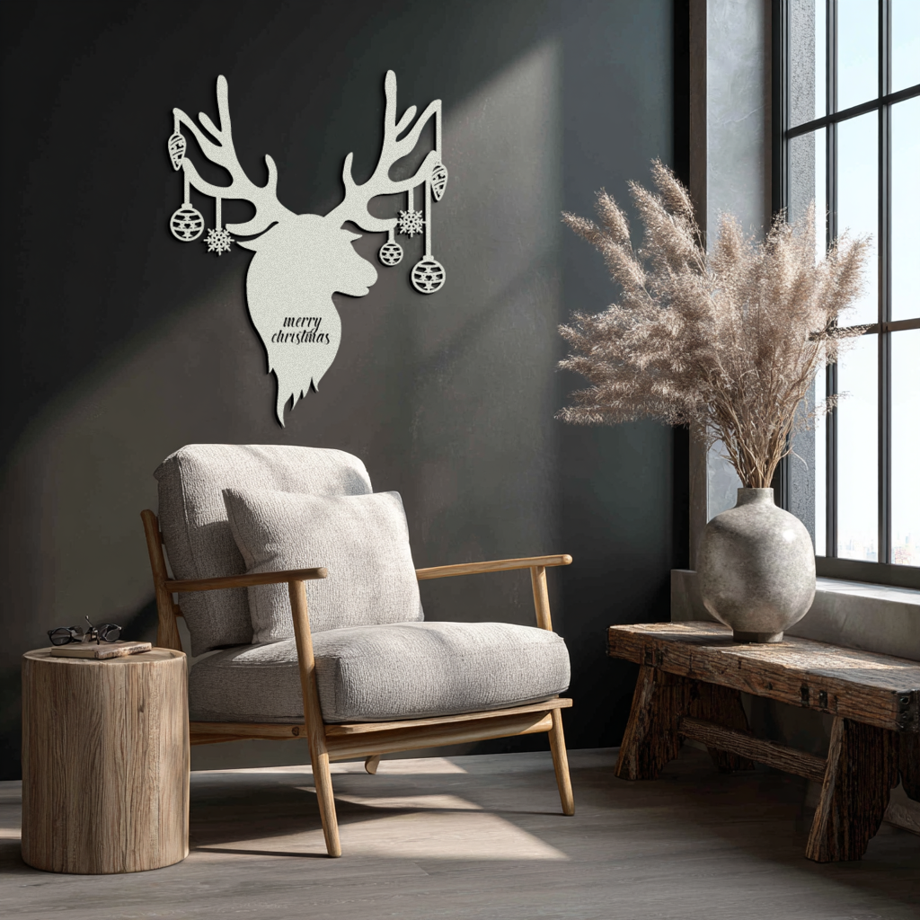 Reindeer Christmas Metal Wall Art - Festive Deer Decor with Ornaments- KAF295 - Tampa Home & Garden Store