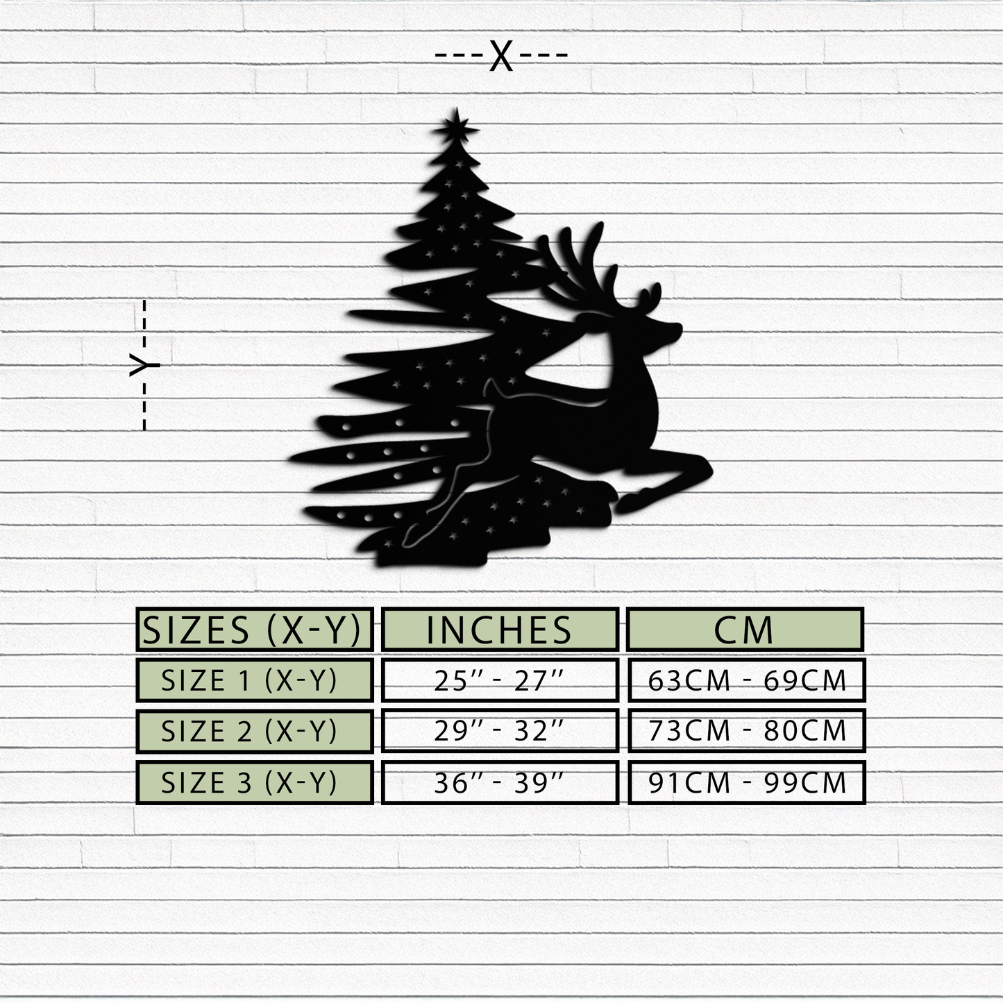 Reindeer and Christmas Tree Metal Wall Art - Festive Holiday Steel Decor- KAF304 - Tampa Home & Garden Store