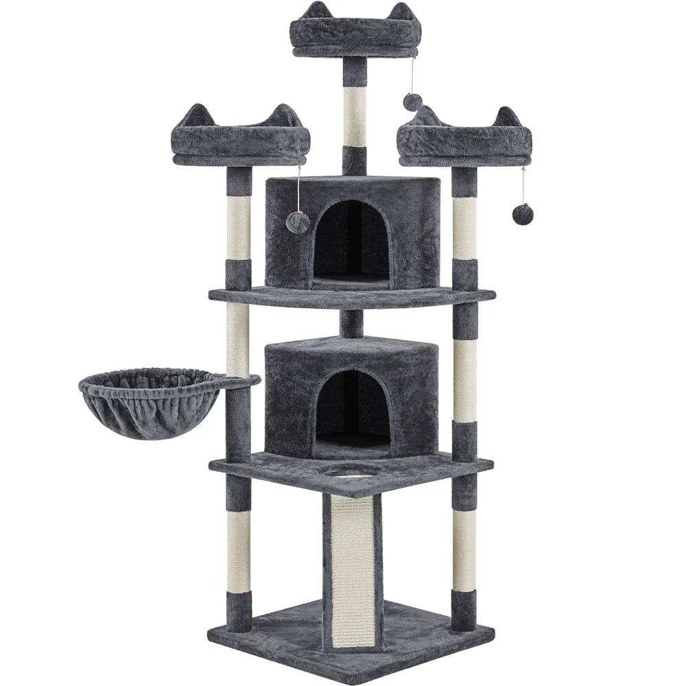 Renwick 69in Large Cat Tree Tower with Condos &amp; Scratching Board - Dark Gray - Tampa Home & Garden Store