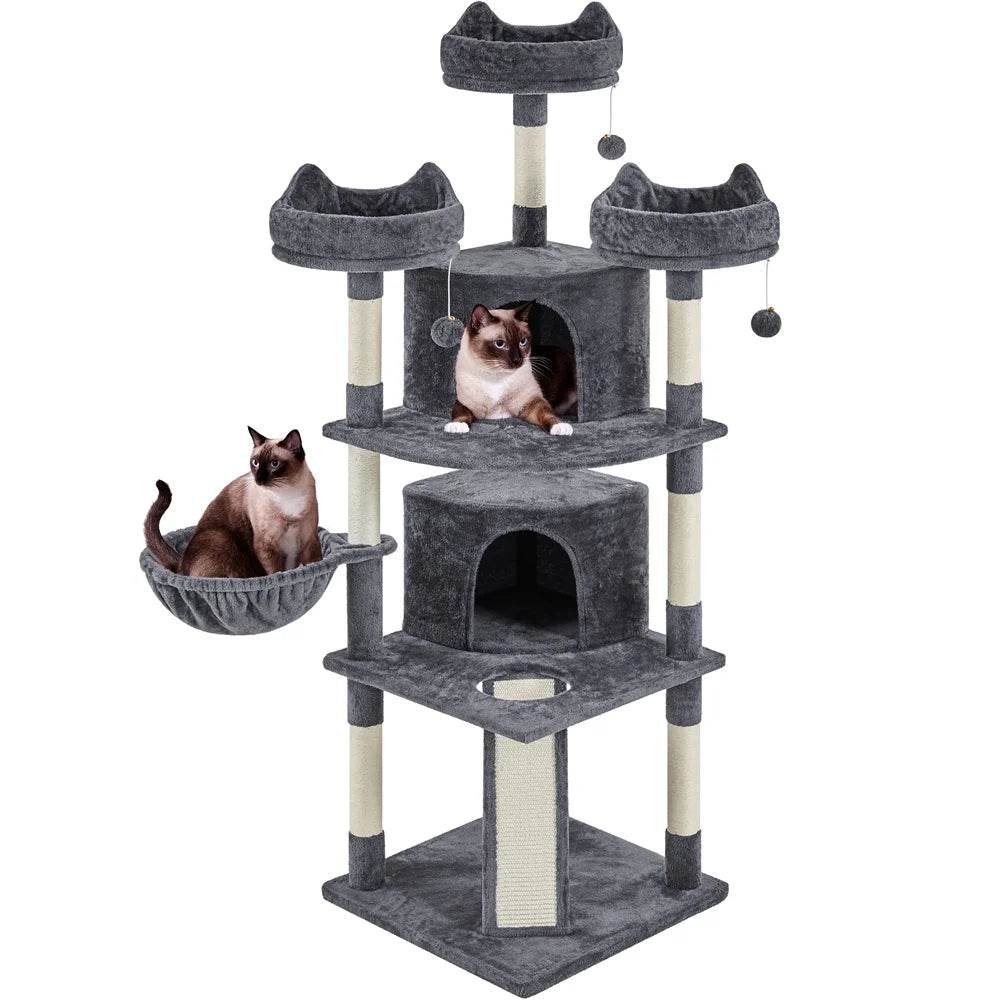 Renwick 69in Large Cat Tree Tower with Condos &amp; Scratching Board - Dark Gray - Tampa Home & Garden Store