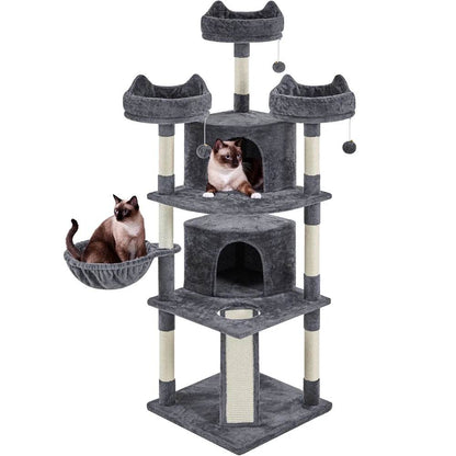 Renwick 69in Large Cat Tree Tower with Condos &amp; Scratching Board - Dark Gray - Tampa Home & Garden Store