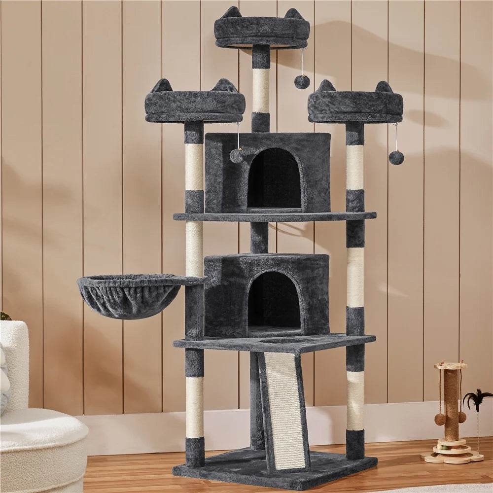 Renwick 69in Large Cat Tree Tower with Condos &amp; Scratching Board - Dark Gray - Tampa Home & Garden Store