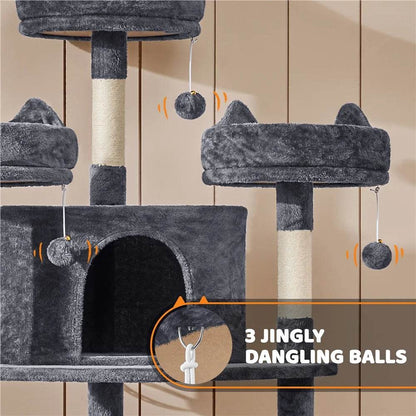 Renwick 69in Large Cat Tree Tower with Condos &amp; Scratching Board - Dark Gray - Tampa Home & Garden Store