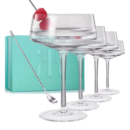 Stylish Set of Four Clear Spritz Glasses