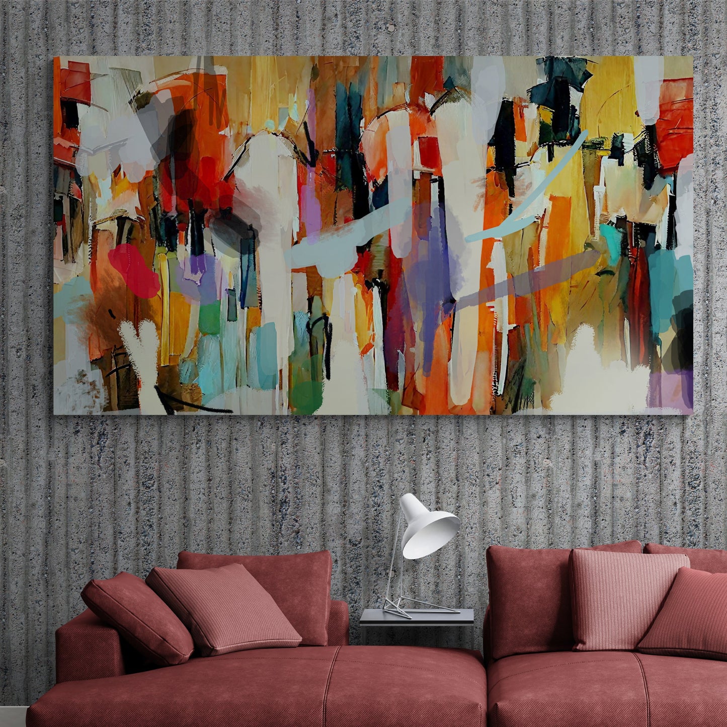 Canvas Resonant Hues Tailored Canvases colorful strokes crafting canvas mounted on wall on Tampa Home & Garden Store