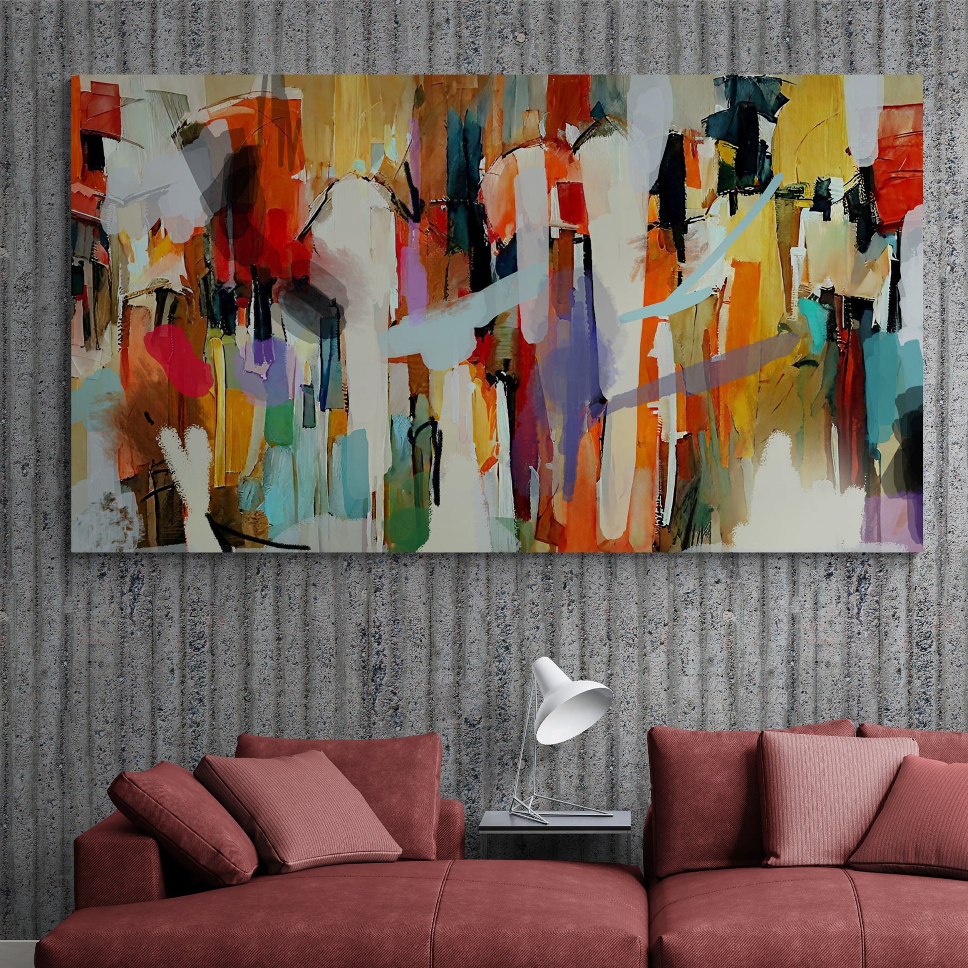 Canvas Resonant Hues Tailored Canvases colorful strokes crafting canvas mounted on wall on Tampa Home & Garden Store