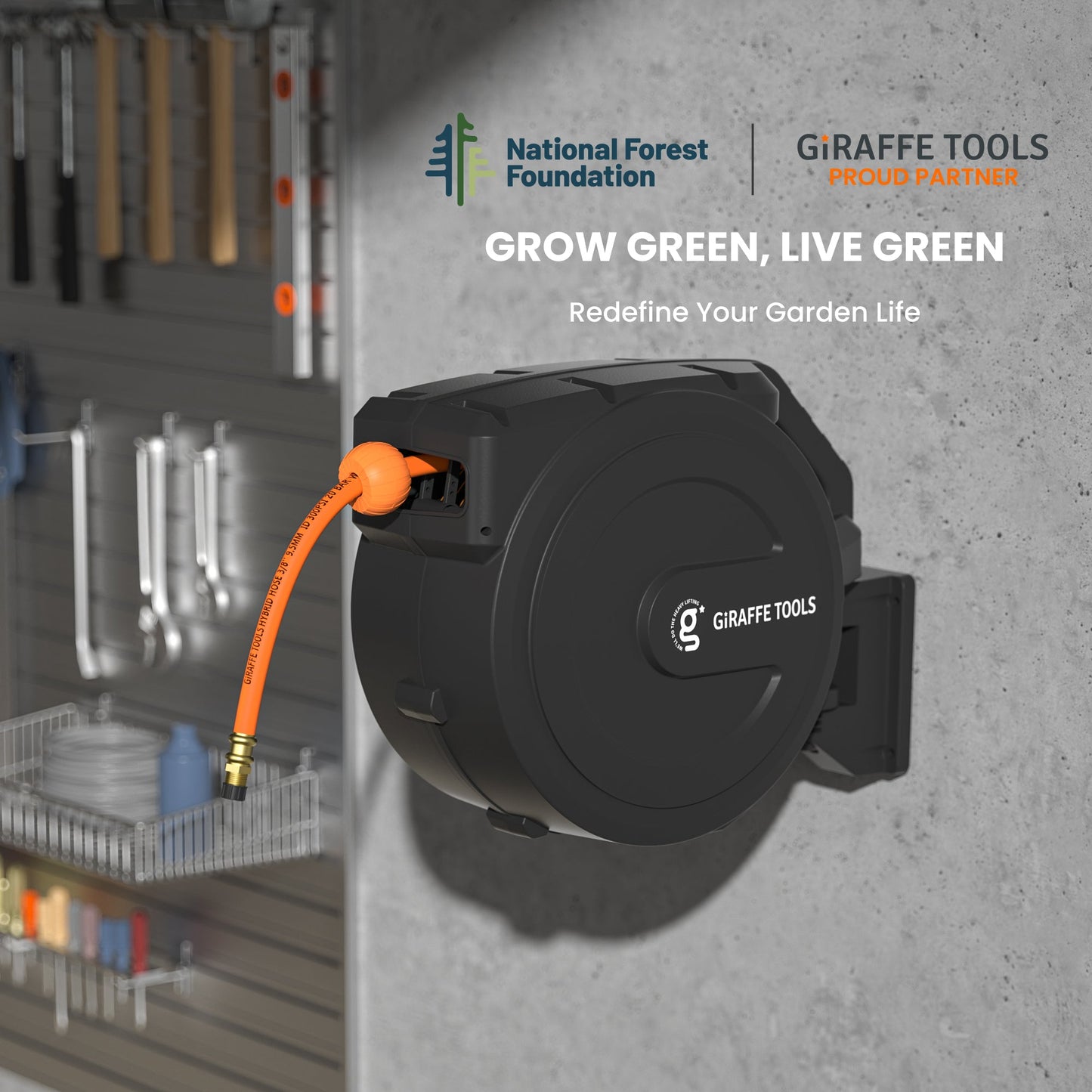 Retractable Air Hose Reel-PP Housing-3/8in-50ft - Tampa Home & Garden Store