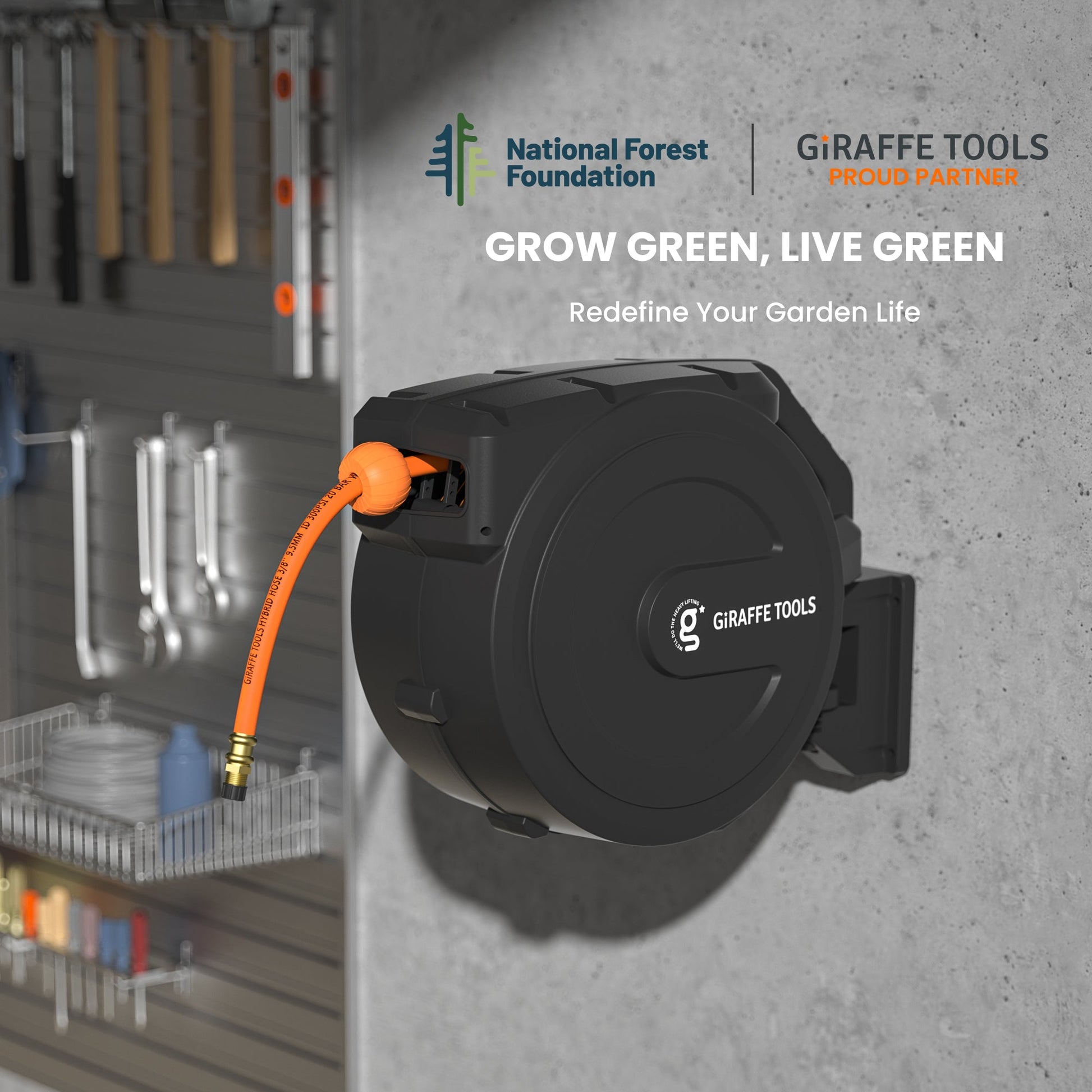 Retractable Air Hose Reel-PP Housing-3/8in-50ft - Tampa Home & Garden Store