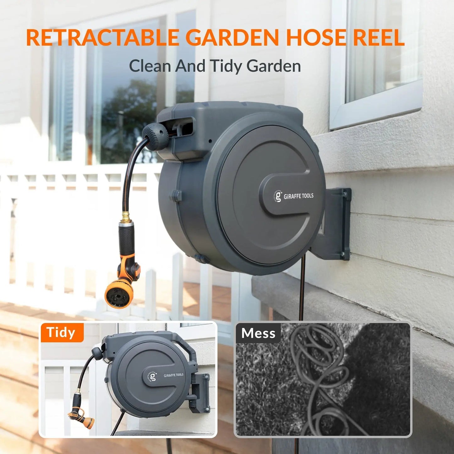Retractable Garden Hose Reel-1/2in-78ft - Tampa Home & Garden Store