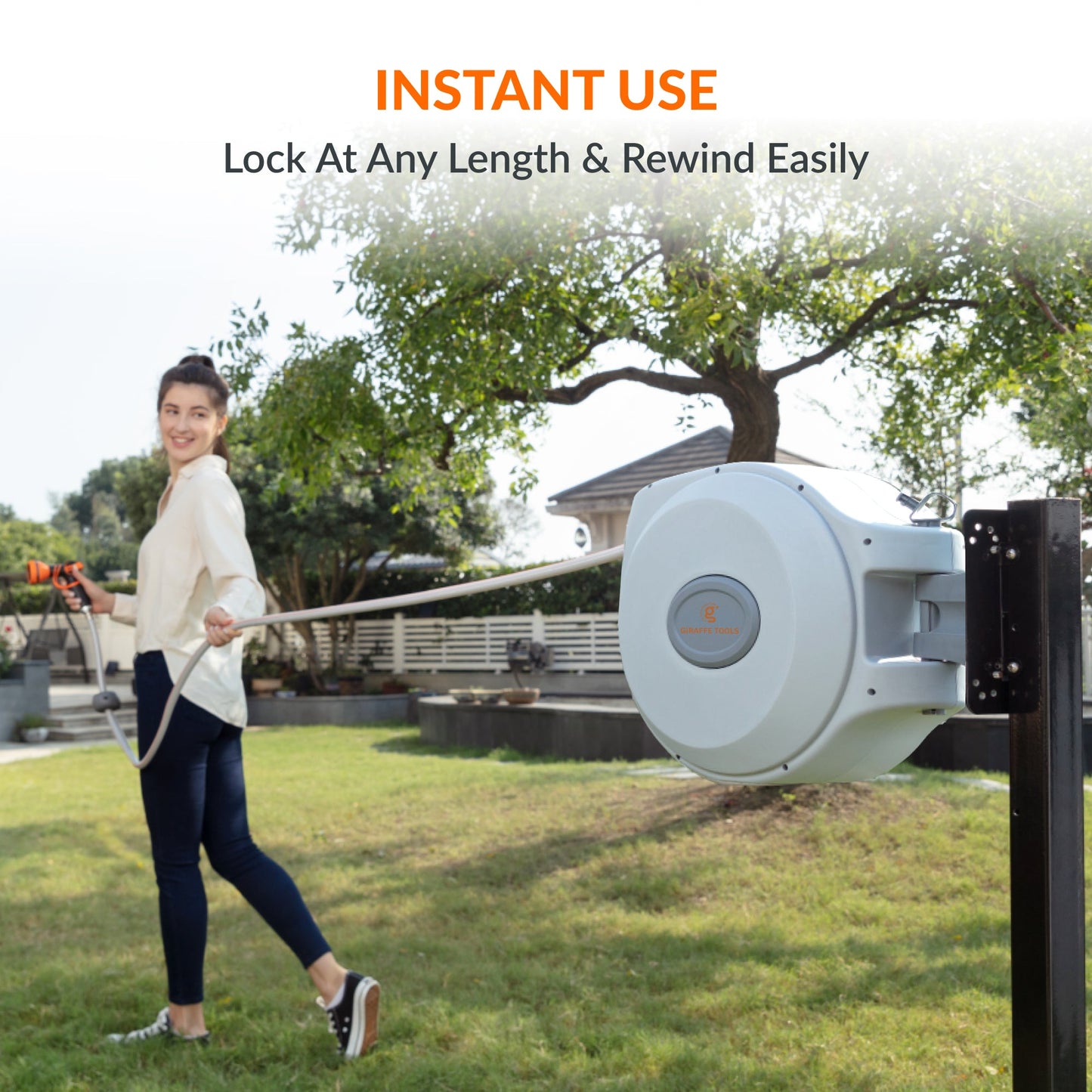 Retractable Garden Hose Reel-5/8 in-65ft - Tampa Home & Garden Store