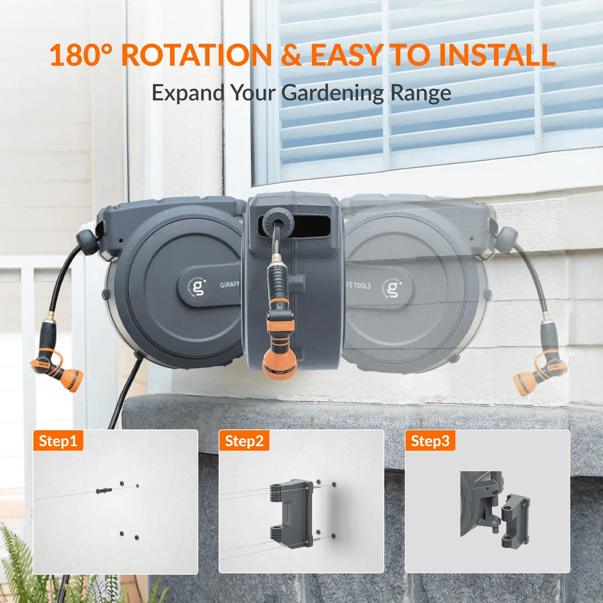 Retractable Garden Hose Reel 65ft-155ft - Tampa Home & Garden Store