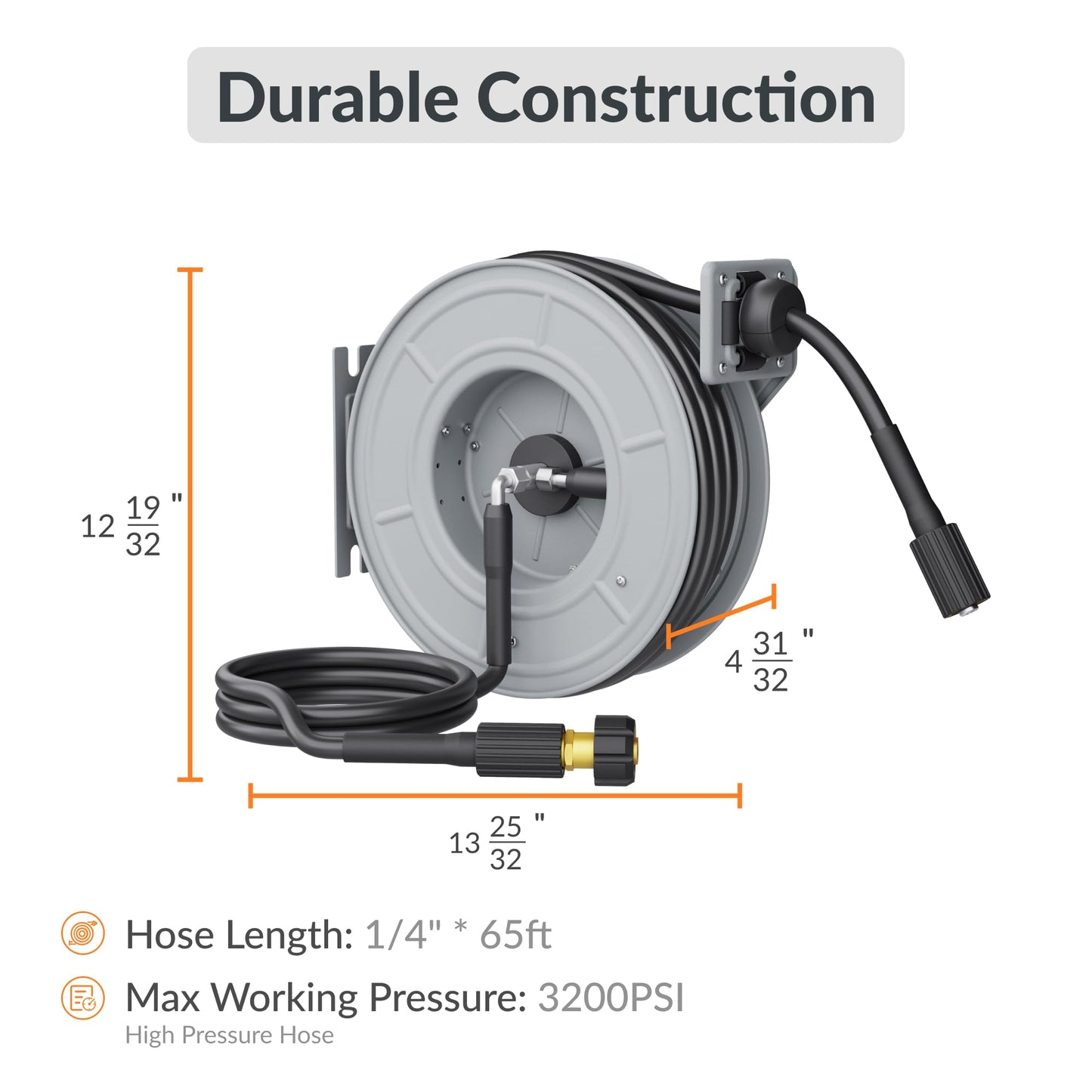 Retractable Pressure Hose Reel-1/4in - Tampa Home & Garden Store