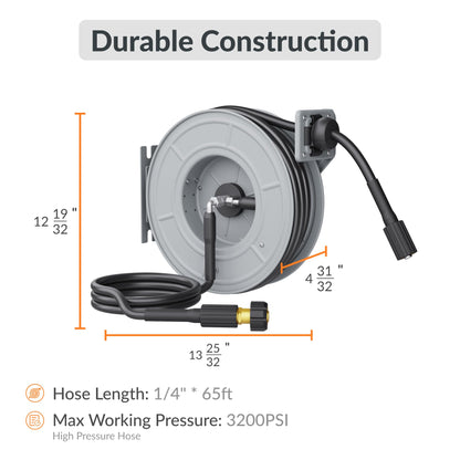 Retractable Pressure Hose Reel-1/4in - Tampa Home & Garden Store