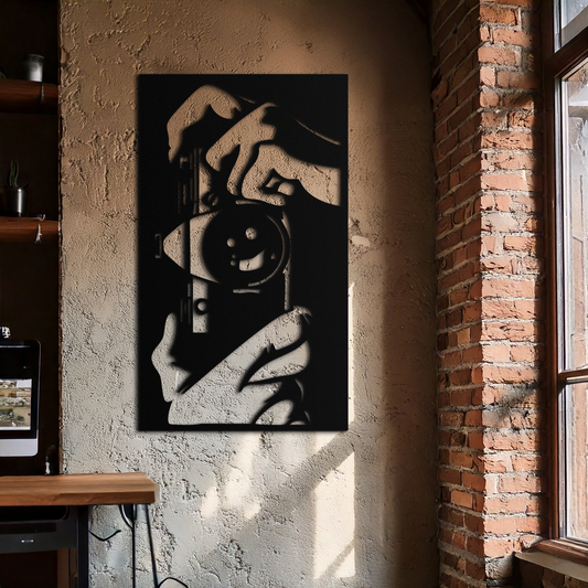 Retro Camera and Hands Silhouette Metal Wall Art – Vintage Photographer Decor- KAF580 - Tampa Home & Garden Store