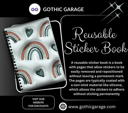 Retro Rainbows & Hearts Reusable Sticker Book, Kid Friendly Solution for Sticker Organization - Tampa Home & Garden Store