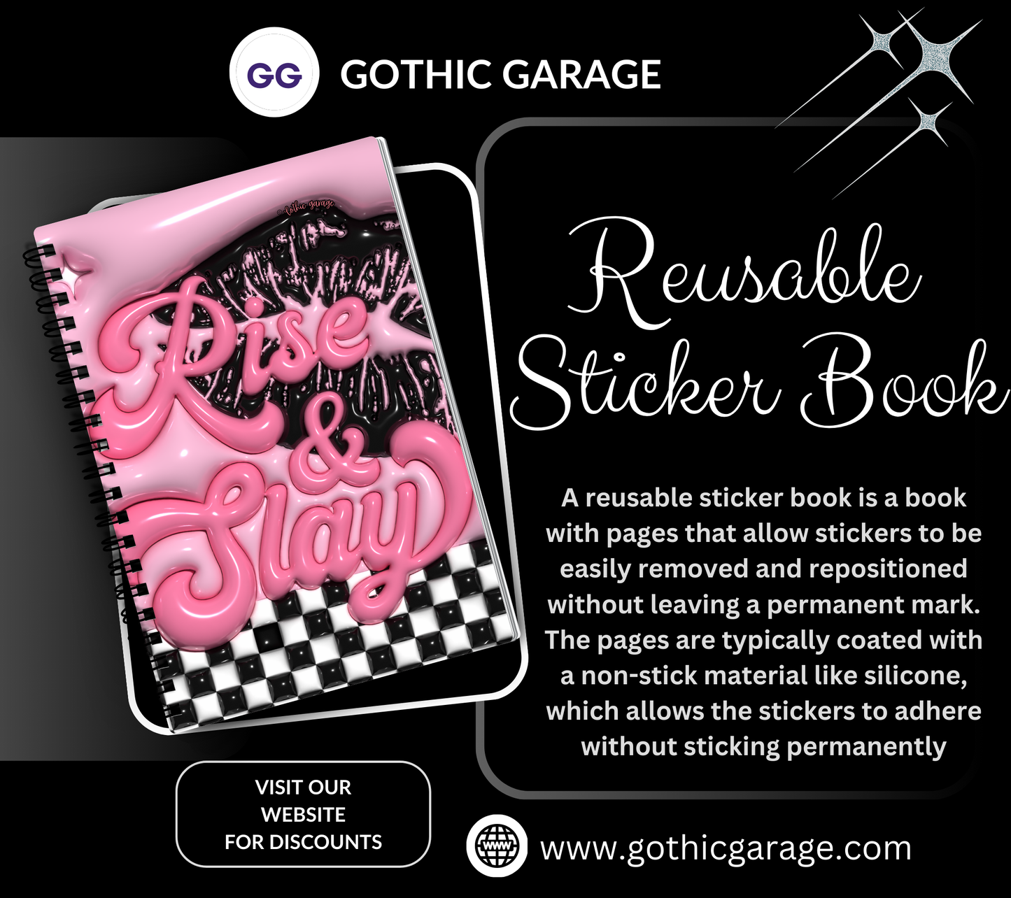 Retro Rise & Slay Lips Reusable Sticker Book, Boujie Vibe Sticker Album, Perfect Gift to Personalize for Sticker Collectors - Tampa Home & Garden Store