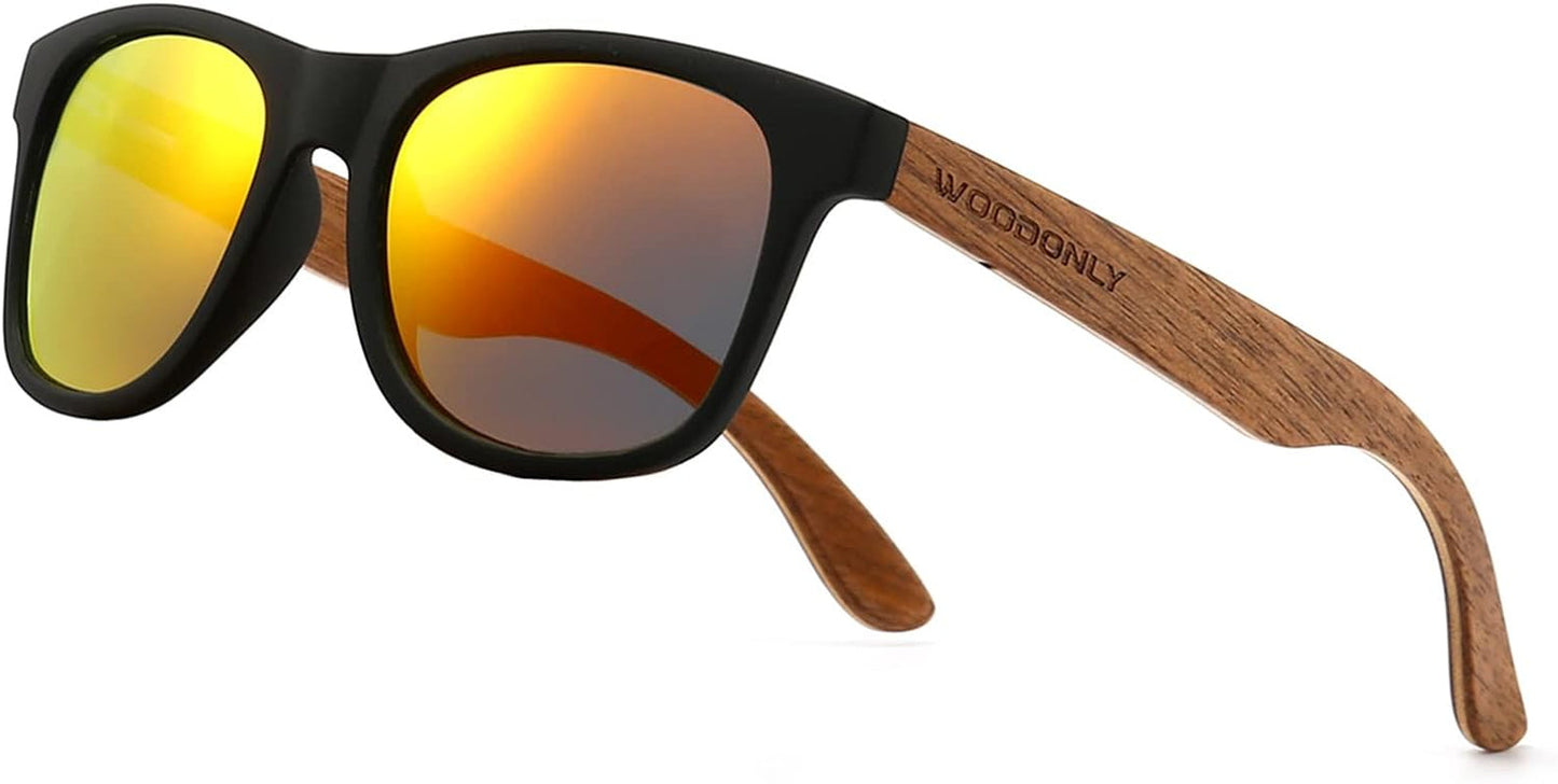 Retro Wood Polarized Sunglasses - Cool Style Matte Finish Frame with Wooden Temple for Men and Women Perfect Gifts - Tampa Home & Garden Store