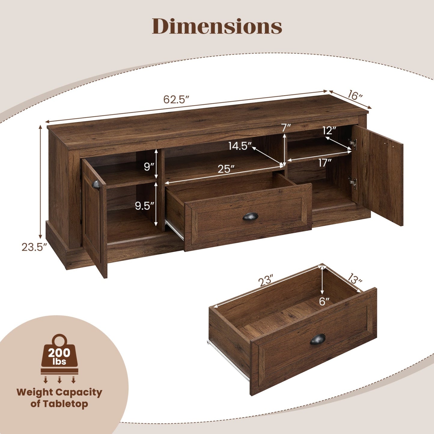 Farmhouse TV Stand for 70 TVs with wood storage by DirectDeals on Tampa Home & Garden Store