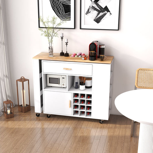 Reversible Folding Kitchen Island Cart with Wine Rack and Spice Rack - Tampa Home & Garden Store