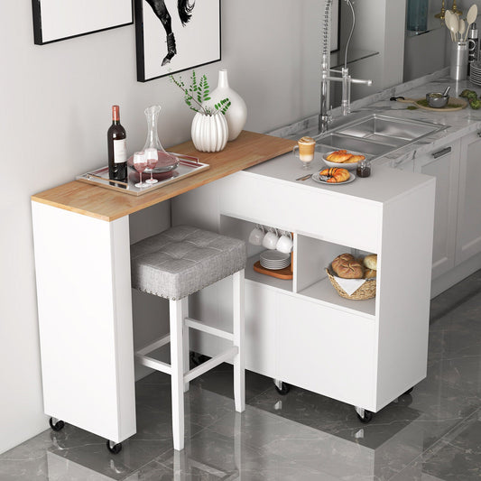 Reversible Folding Kitchen Island Cart with Wine Rack and Spice Rack - Tampa Home & Garden Store