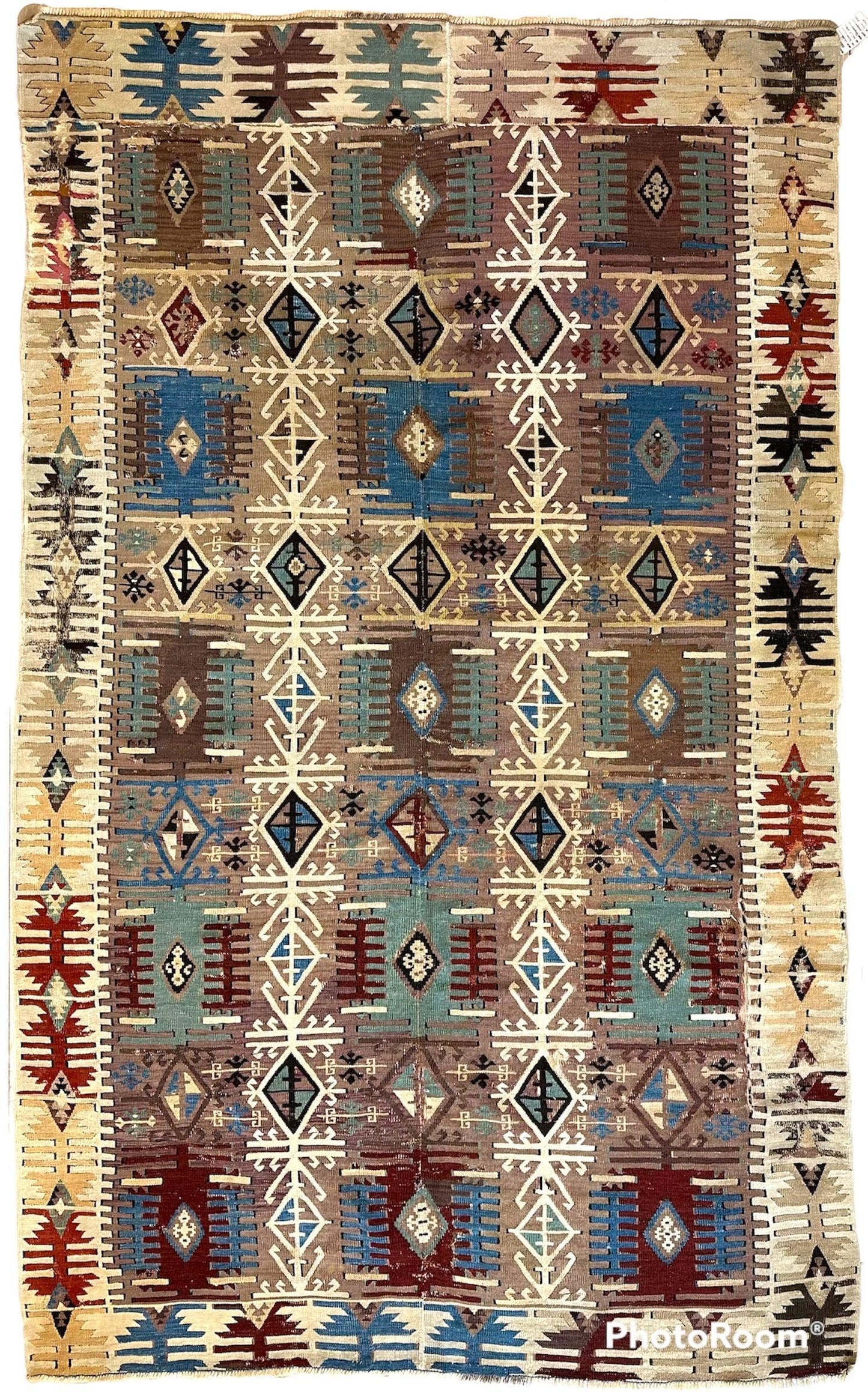 Reyhanli Anatolian 19th C Antique One Of A Kind Kilim Rug 5’ x 8’3” - Tampa Home & Garden Store