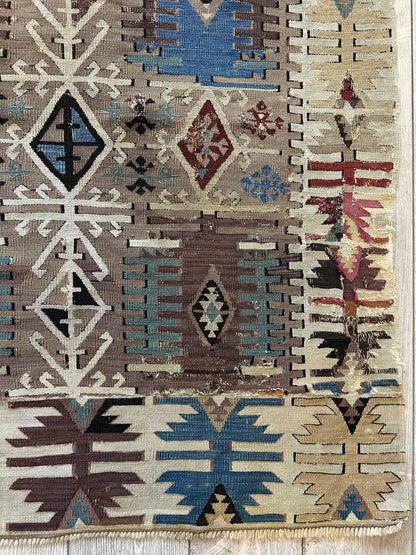 Reyhanli Anatolian 19th C Antique One Of A Kind Kilim Rug 5’ x 8’3” - Tampa Home & Garden Store